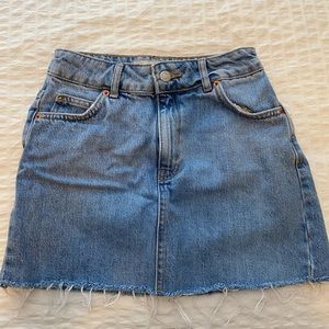Topshop denim skirt with raw hem